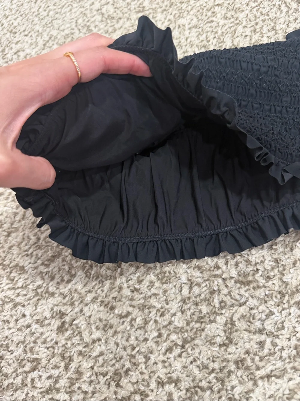Tory Burch Black Ruffle Trim Bandeau